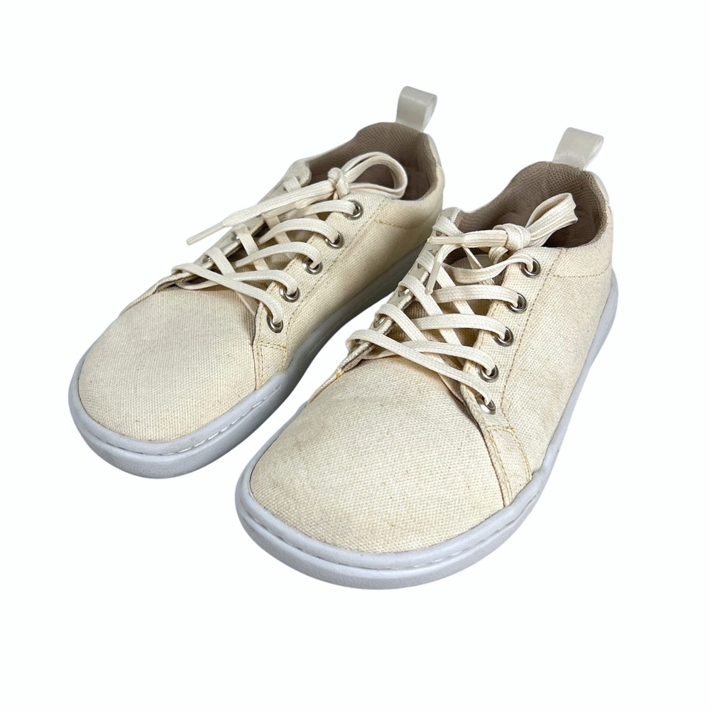 ORIGO Shoes Women US 6 Canvas Lace Up Low Top Sneakers Barefoot Beige‎
